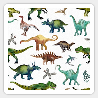 Dinosaurs hand painted watercolor natural colours. Sticker